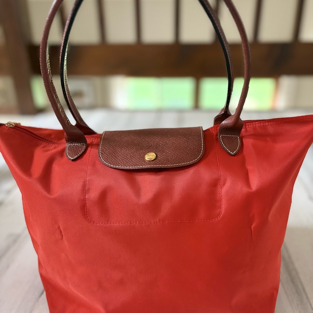 Longchamp Le Pliage Orange Tote Bag - Classic Style Large